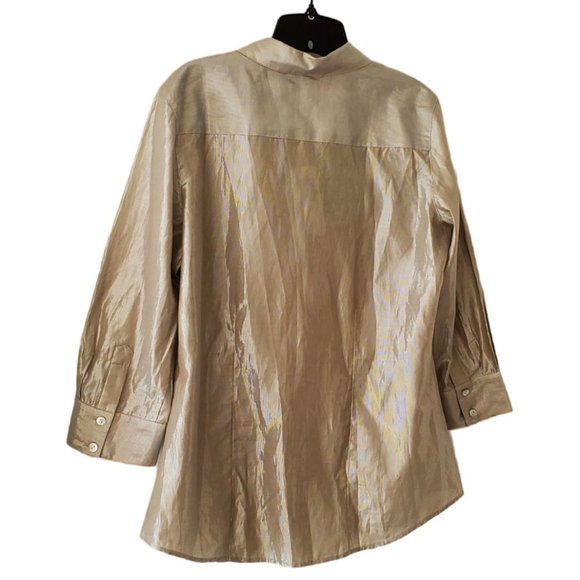 Chicos LS V-Neck Button Up Blouse | NWT | 1 (Small) | Silver Metallic - Picture 13 of 16